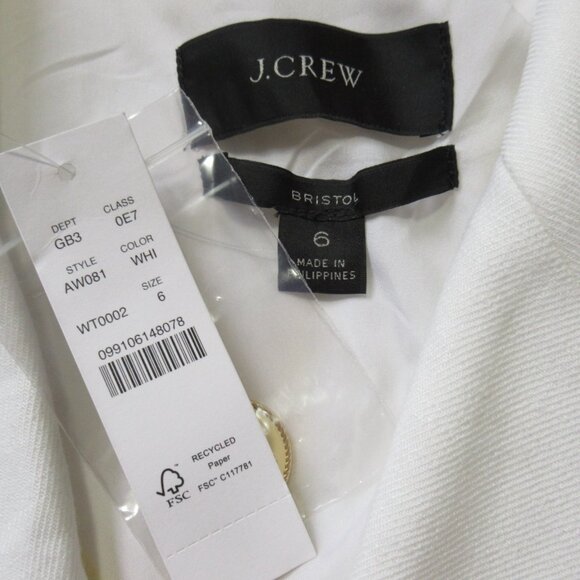 NWT J.Crew Bristol Blazer in White Stretch Linen Double-Breasted Jacket 6 - Picture 4 of 5